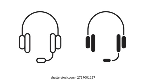 Ícones de headset, símbolos vetoriais. sinal plano preenchido