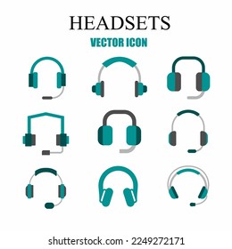 Ilustración de auriculares. Conjunto de plantillas de icono de auriculares. Vector de material.