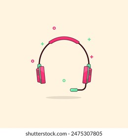 Die Headset-Illustration sieht elegant und cool aus