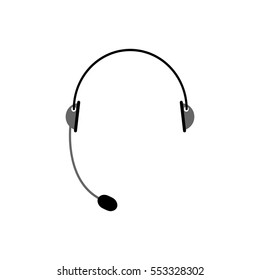 Headset isolated. Microphone and headphones on white background. Cal center accessory 