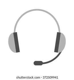 Headset isolated on white. Flat style. Headphones with microphone. Earphones, front view. EPS 8 vector illustration, no transparency