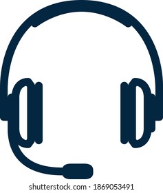 Headset line icon isolated on white background. Headset symbol of customer service and support.