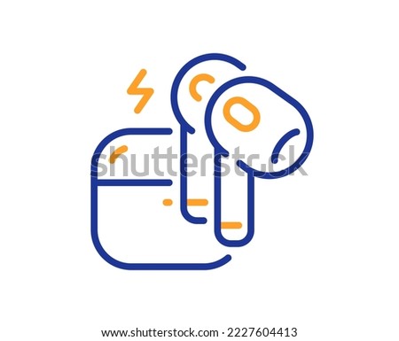Headset line icon. Mobile accessories sign. Earphones or headphone symbol. Colorful thin line outline concept. Linear style headset icon. Editable stroke. Vector