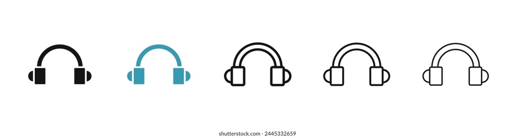 Headset line icon set. customer care support headset sign. helpdesk representative headphones icon. call center headset icon set for Ui designs.