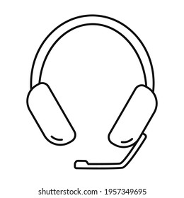 Headset line vector icon. Headphones with microphone. Simple vector illustration isolated on white background