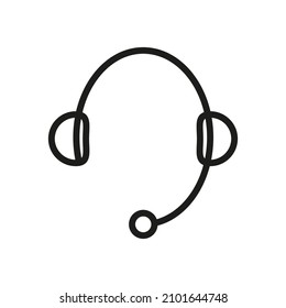 Headset linear Icon, microphone, support line. Vector Illustration.