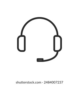 Headset, Linearsymbol. Kundenservice oder technischer Support. Bearbeitbare Strichbreite.