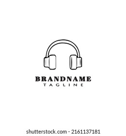 headset logo cartoon icon design template black modern isolated vector illustration