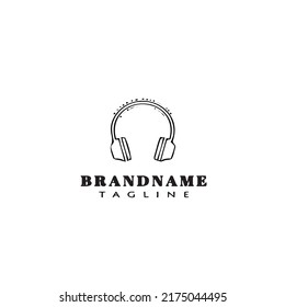 headset logo cartoon icon design template black modern isolated vector illustration