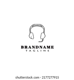 headset logo cartoon icon design template black modern isolated vector illustration