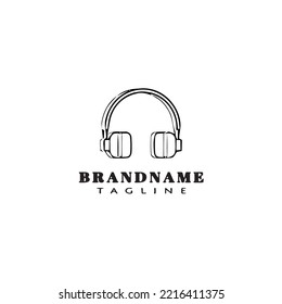 headset logo cartoon icon design template black modern isolated vector illustration