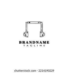 imagen de icono de dibujos animados con el logotipo de auriculares con micrófono ilustración de vector aislado negro