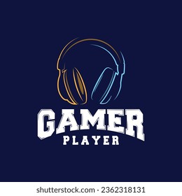 Headset Logo Design Simple Headset Gamer Illustration Template