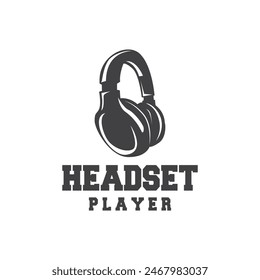 Headset Logo Design Simple Headset Gamer Illustration Template