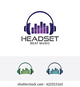 Headset logo design. Studio and Music entertainment logo concept. Vector logo template