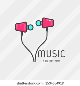 Headset logo. Headset icon minimal design. Music logo vector illustration