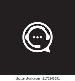headset logo icon vector image, chatting  logo design template inspiration vector image