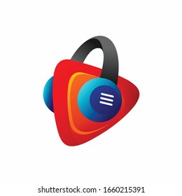 logotipo de auriculares con botón de juego