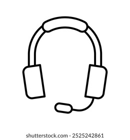 Headset with mic icon on transparent background