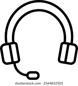 Headset Mic Vector Line Icon Design