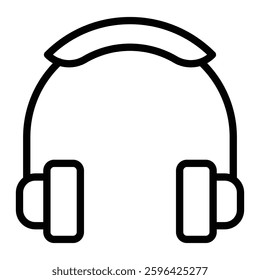 Headset Mic Vector Line Icon Design
