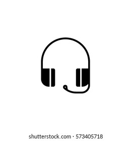 Headset with microphone black filled icon