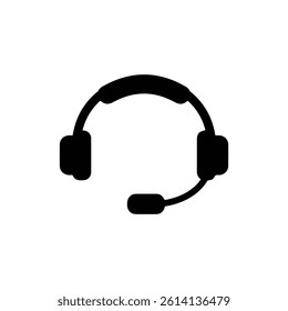 Headset with Microphone Customer Service Flat Black Icon