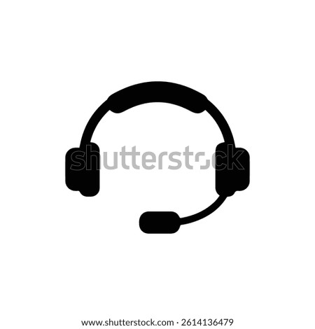 Headset with Microphone Customer Service Flat Black Icon