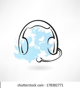 headset with microphone grunge icon