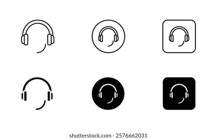 Headset, microphone, Headphones, customer service, earphones, Outline icon, signs and more, perfect for websites, apps, and print projects; these scalable icons are fully customizable for print.