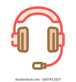 headset microphone hybrid work color icon vector. headset microphone hybrid work sign. isolated symbol illustration