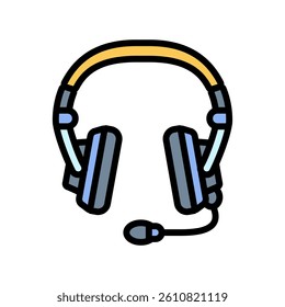 headset microphone hybrid work color icon vector. headset microphone hybrid work sign. isolated symbol illustration