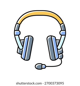 headset microphone hybrid work color icon vector. headset microphone hybrid work sign. isolated symbol illustration