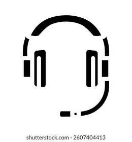 headset microphone hybrid work glyph icon vector. headset microphone hybrid work sign. isolated symbol illustration