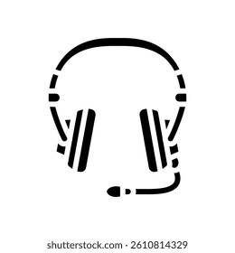 headset microphone hybrid work glyph icon vector. headset microphone hybrid work sign. isolated symbol illustration