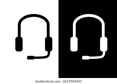 Headset with Microphone Icon – Black and White Communication Symbol.