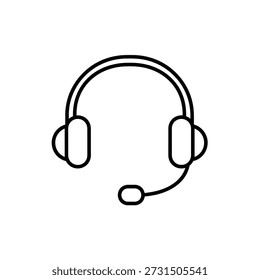 Fone de ouvido com ícone de microfone para serviço ao cliente ou design simples online de jogos