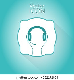 Headset with a microphone icon. Flat design style. Made in vector