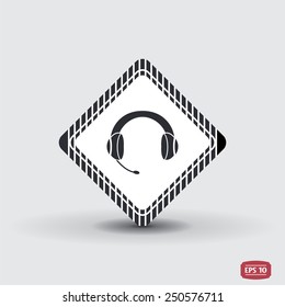 Headset with a microphone icon. Flat design style. Made in vector