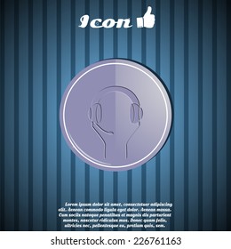 Headset with a microphone icon on the background. Made in vector