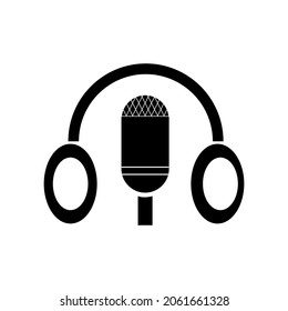 headset and microphone icon for podcast shows, or podcast channels svg
