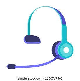 Headset with microphone, modern technologies for work or fun. Isolated device with speakers, portable wireless headphones, accessory for gadget. Entertainment or call center. Vector in flat style