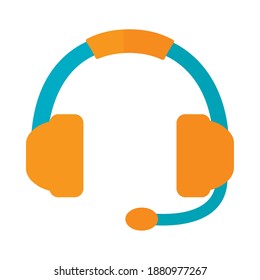 headset with microphone over white background, flat style, vector illustration