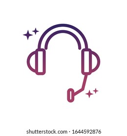 headset microphone sound social media gradient style icon vector illustration