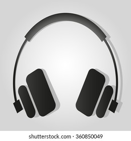 headset with a microphone and a shadow monochrome symbol on a light background