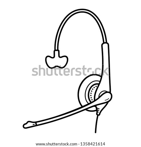 Headset microphone. Vector outline icon isolated on white background.