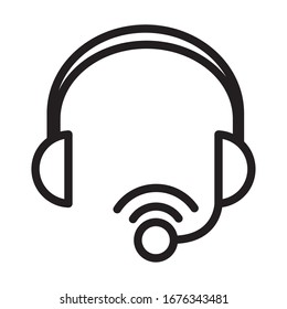 headset microphone voice sound line style icon vector illustration