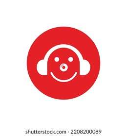 Headset music audio wave logo template design vector icon illustration