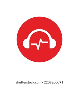 Headset music audio wave logo template design vector icon illustration