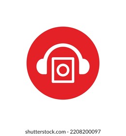 Headset music audio wave logo template design vector icon illustration
